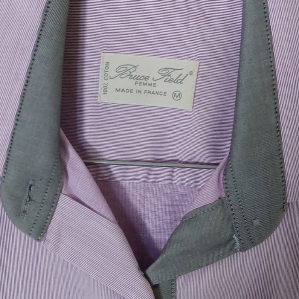 Shirt, cotton, stripes white and purple. Bruce Field, France - Picture 3 of 3